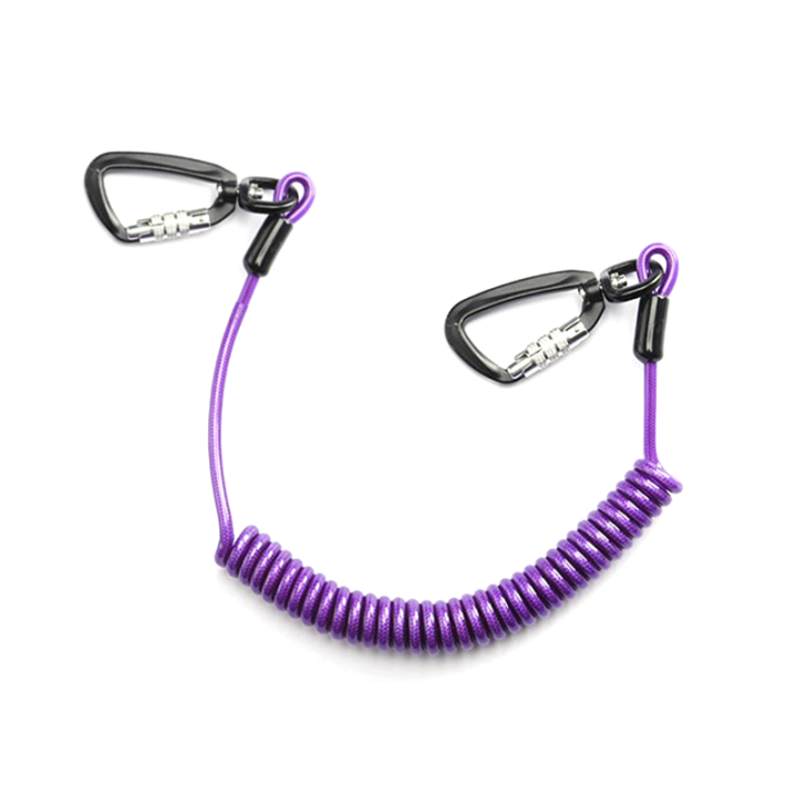 Scaffold Working Safety Purple Plastic Coat Tool Coiled Lanyard Nylon Core Big Pulling Safety Strap