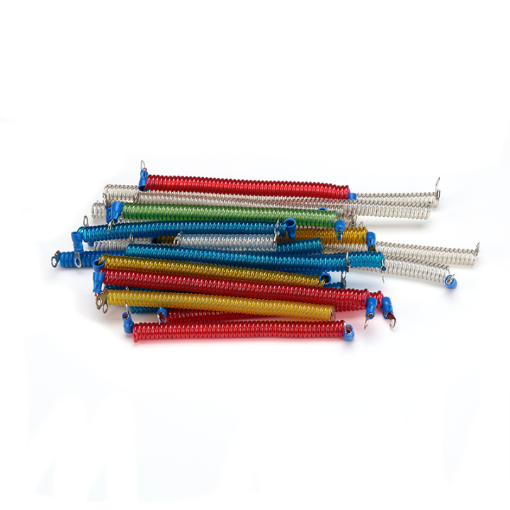 Security Engineering Machines Colored Steel Wire Spiral Tether Cords With Eyelets Atuo Checking Fixture Cords