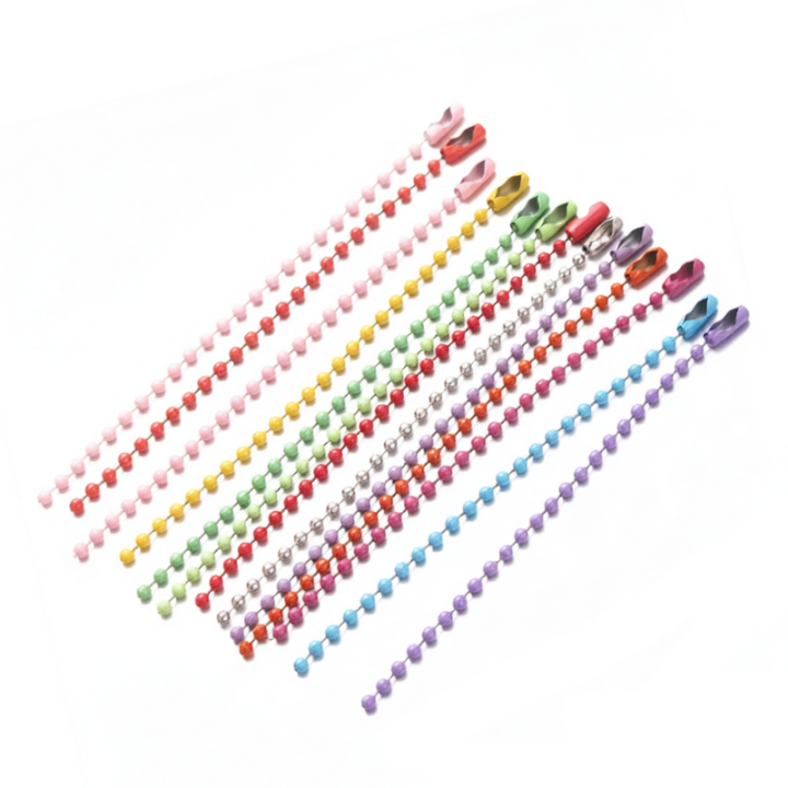 Universal Powder Coated Anti-Rust Nickel-Free Metal Ball Chain For Keychains Jewelry Making Necklaces