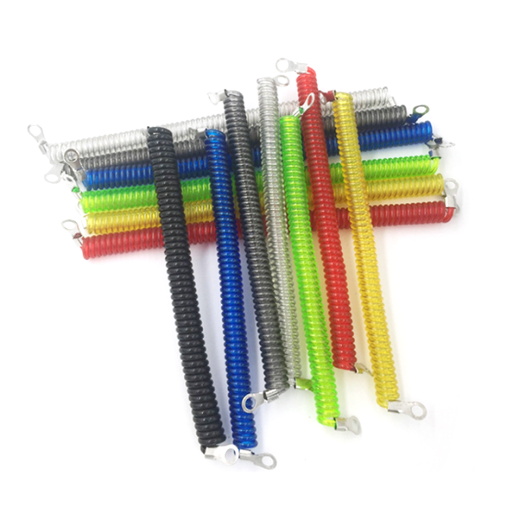 Security Engineering Machines Colored Steel Wire Spiral Tether Cords With Eyelets Atuo Checking Fixture Cords