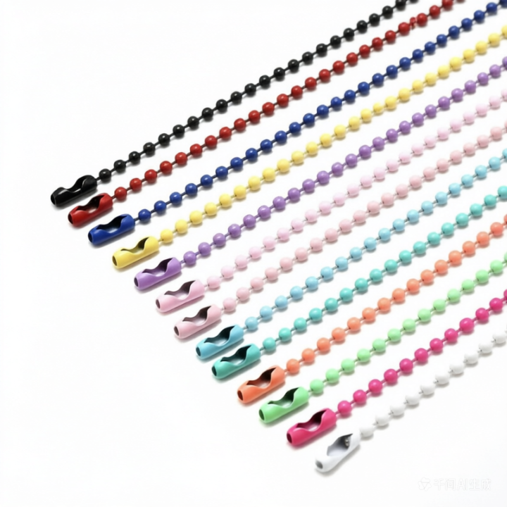 Universal Powder Coated Anti-Rust Nickel-Free Metal Ball Chain For Keychains Jewelry Making Necklaces
