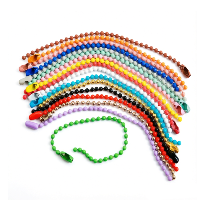 Universal Powder Coated Anti-Rust Nickel-Free Metal Ball Chain For Keychains Jewelry Making Necklaces