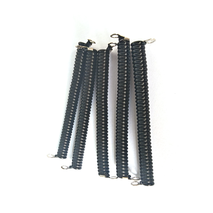 Security Engineering Machines Colored Steel Wire Spiral Tether Cords With Eyelets Atuo Checking Fixture Cords