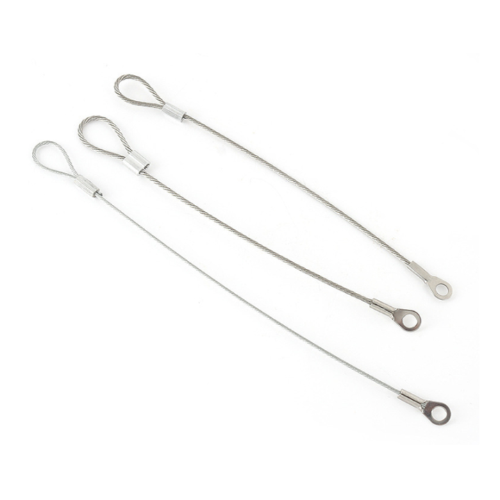 Custom Length Wire Rope Tether Plastic Uncoated/Coated With Cable Loop And Eyelet Terminal Ends 