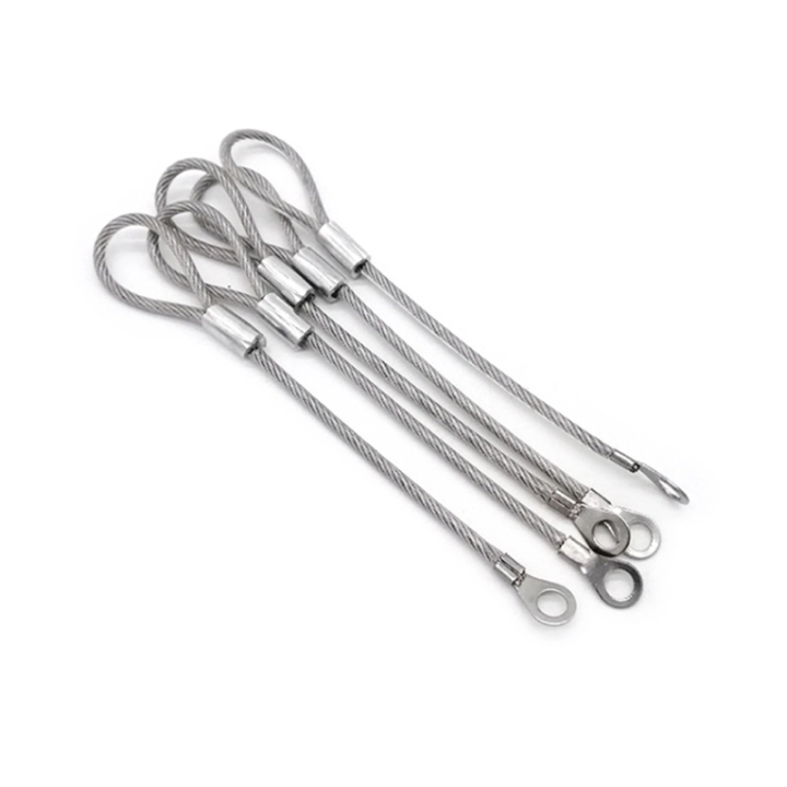 Custom Length Wire Rope Tether Plastic Uncoated/Coated With Cable Loop And Eyelet Terminal Ends 