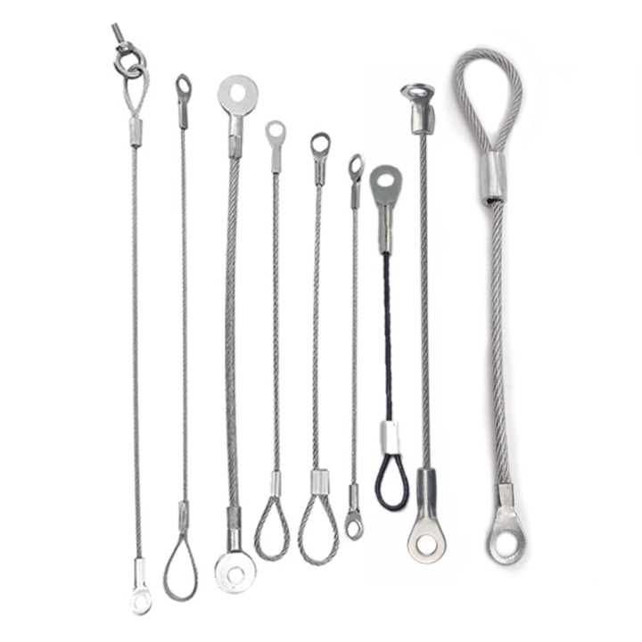 China OEM Hanging Display Steel Wire Rope Slings Fall Protection Security Cable Assemblies