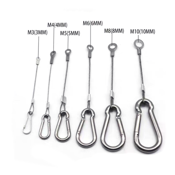 Custom Length Wire Rope Tether Plastic Uncoated/Coated With Cable Loop And Eyelet Terminal Ends 