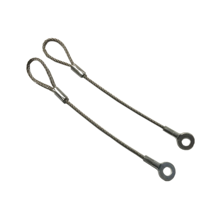 Custom Length Wire Rope Tether Plastic Uncoated/Coated With Cable Loop And Eyelet Terminal Ends 
