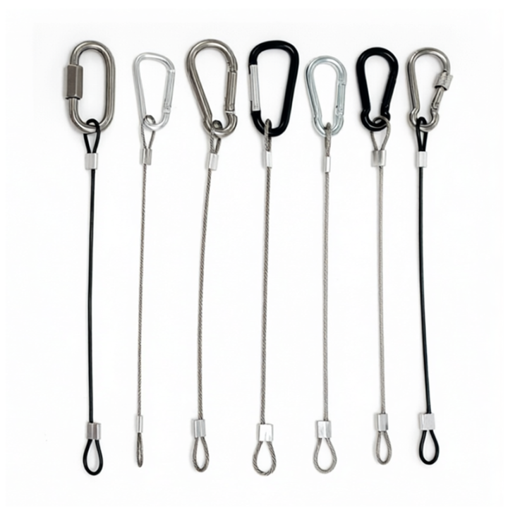 High Tensity Carabiner To Carabiner Custom Length Wire Cables For Hanging And Displaying System