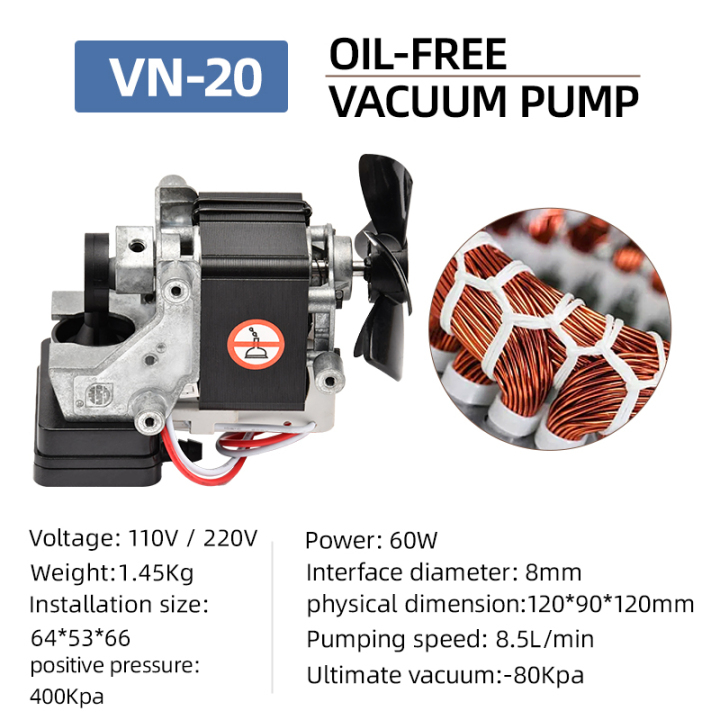 VN-20/18 Dual-Voltage 220V Oil-Free Vacuum Pump  VN-20/18 Dual-Voltage (110V/220V) Oil-Free Vacuum Pump  Oil-Free Vacuum Pump