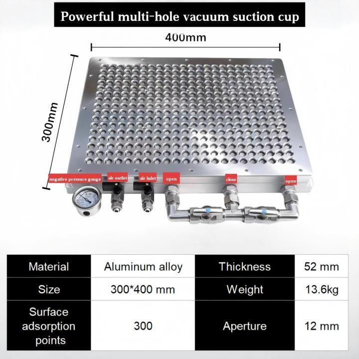 300x400mm CNC Vacuum Suction Cup | Auto-Close Pore Aluminum Alloy Chuck 300×400 Heavy-Duty Vacuum Suction Cup for CNC Processing Vacuum Suction Cup