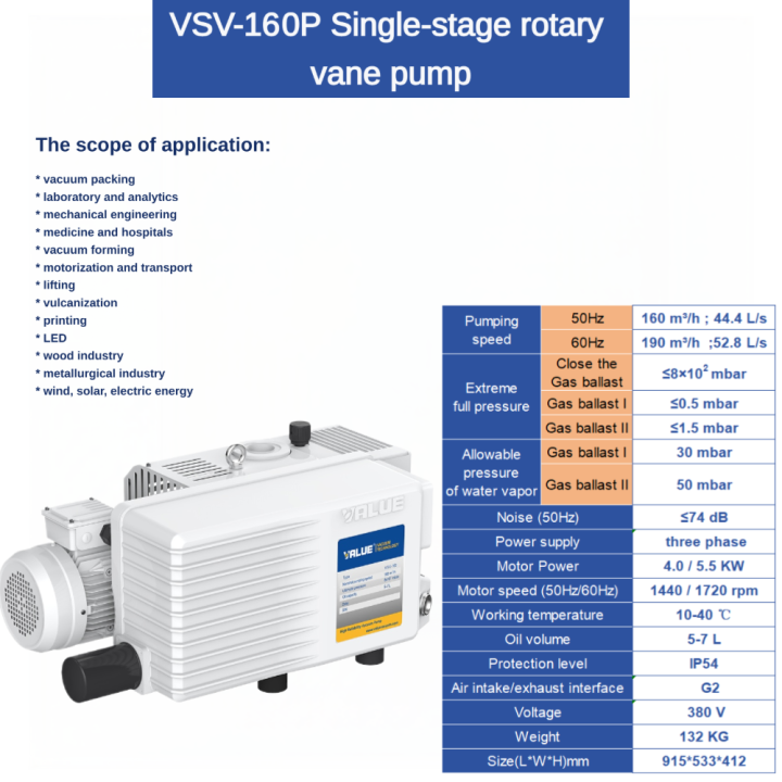 VSV-160P Single-stage Rotary Vane Vacuum Pump VSV-160P Single-stage Rotary Vane Vacuum Pump Rotary Vane Vacuum Pump