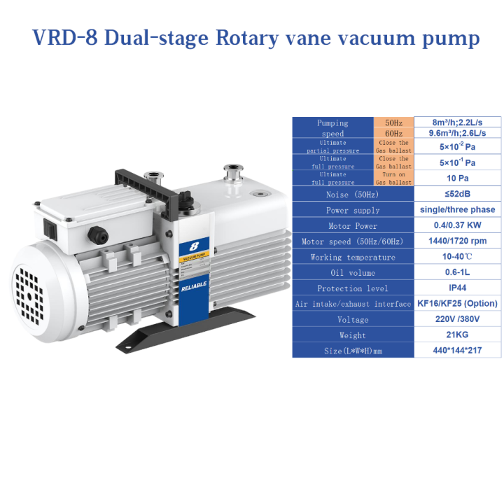 VRD-8 220V/380V 3-4.8m³/h 10Pa Industrial two stage Rotary Vane Vacuum Pump VRD-8 220V/380V 3-4.8m³/h 10Pa Industrial two stage Rotary Vane Vacuum Pump Rotary Vane Vacuum Pump