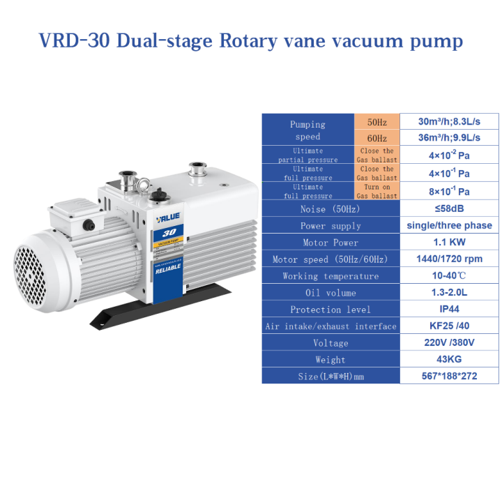 VRD-30 220V/380V Industrial Dual stage rotary vane vacuum pump VRD-30 220V/380V Industrial Dual stage rotary vane vacuum pump Rotary Vane Vacuum Pump