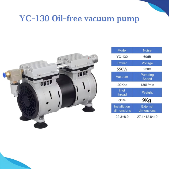 550W/750W Oil-Free Vacuum Pump YC-100/130 (-98Kpa 100L/min 130L/min) | Industrial Grade 550W/750W Oil-Free Vacuum Pump YC-100/130 (-98Kpa 100L/min 130L/min) | Industrial Grade Oil-Free Vacuum Pump