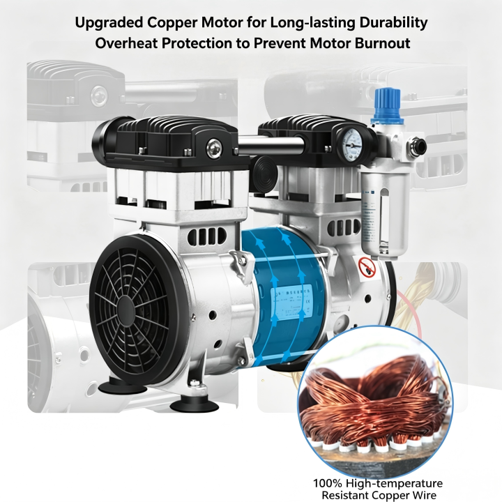 600W 220V 130L/min Low-Noise Industrial Oil-Free Vacuum Pump 600W 220V 130L/min Low-Noise Industrial Oil-Free Vacuum Pump Oil-Free Vacuum Pump