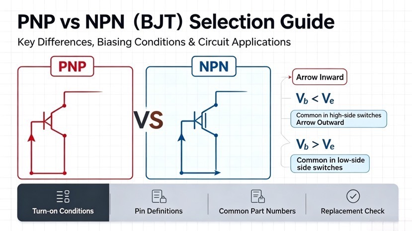 PNP vs NPN Transistors: Working Principles, Common Models, Selection Guide, and Applications