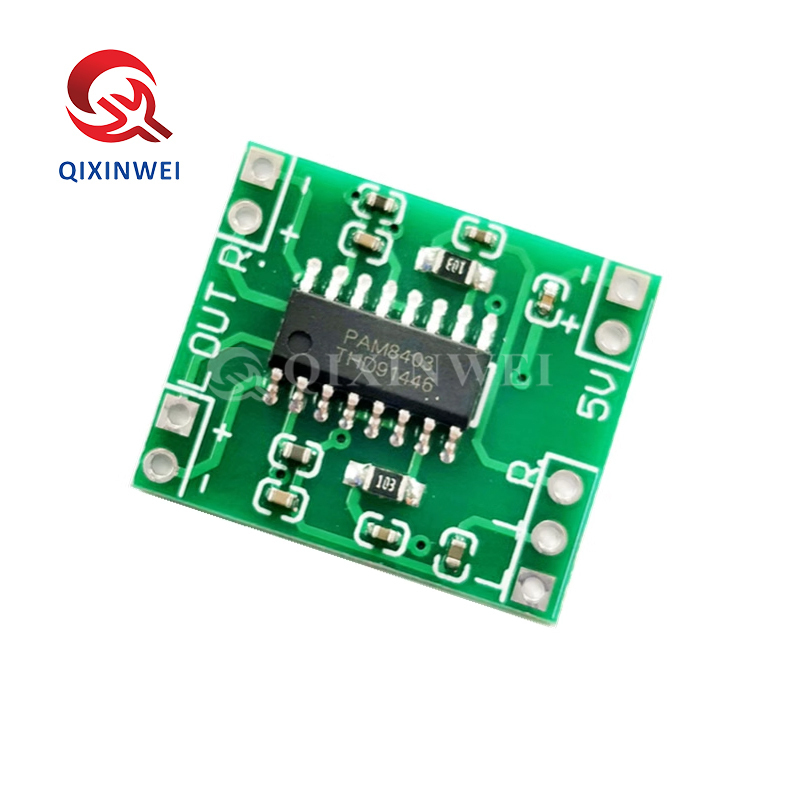 PAM8403 mini class D amp board, 2x3W stereo output, 5V USB power, 90% efficiency, ultra-compact — perfect for DIY mini speakers and portable audio projects PAM8403 Mini Digital Amplifier Board 2x3W Class D Stereo USB Powered Module