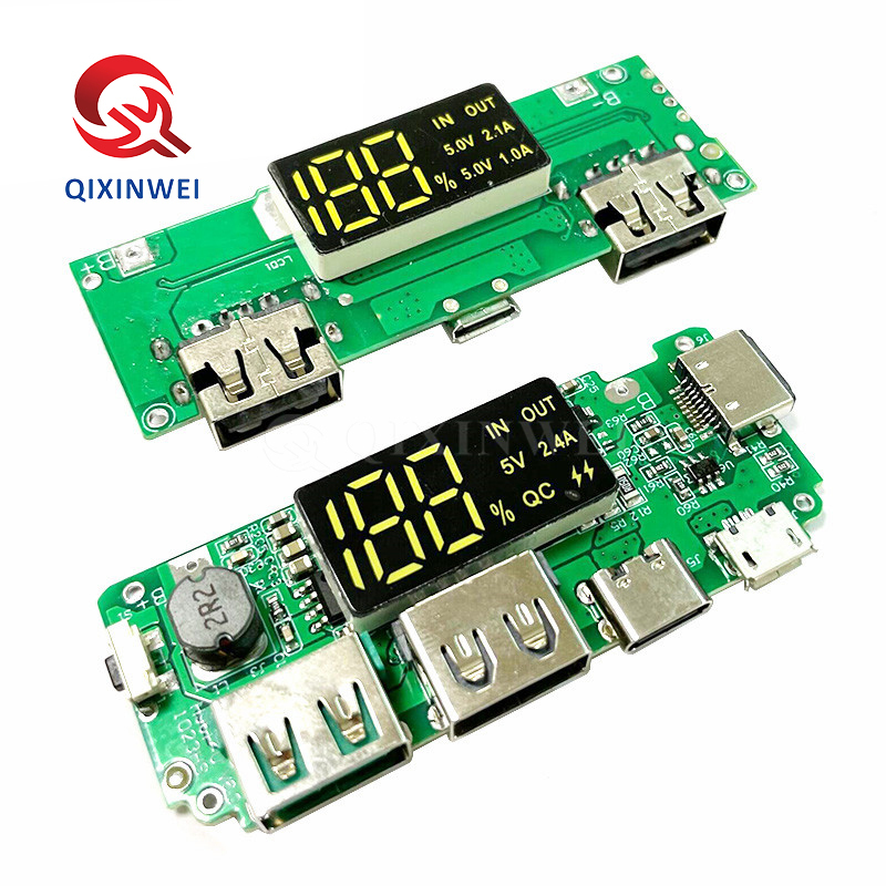 LED Dual USB 5V 2.4A Type-C 18650 Charging Module Power Bank Board LED Dual USB 5V 2.4A Type-C 18650 Charging Module Power Bank Board