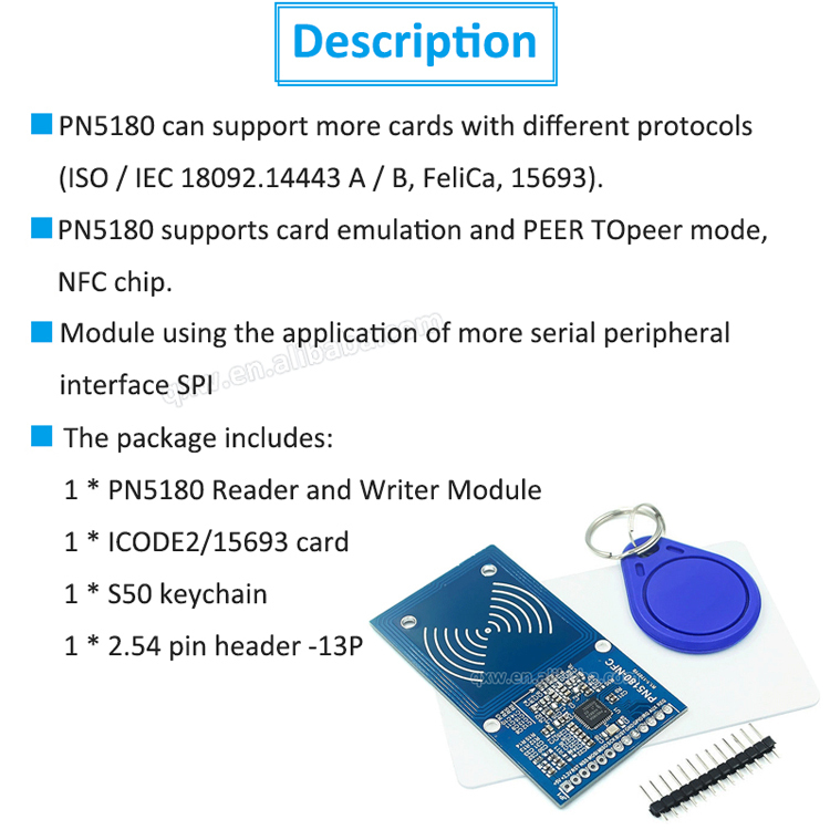PN5180 NFC Module RFID Reader Writer ISO15693 High Frequency IC Card ICODE2 PN5180 NFC Module RFID Reader Writer ISO15693 High Frequency IC Card ICODE2