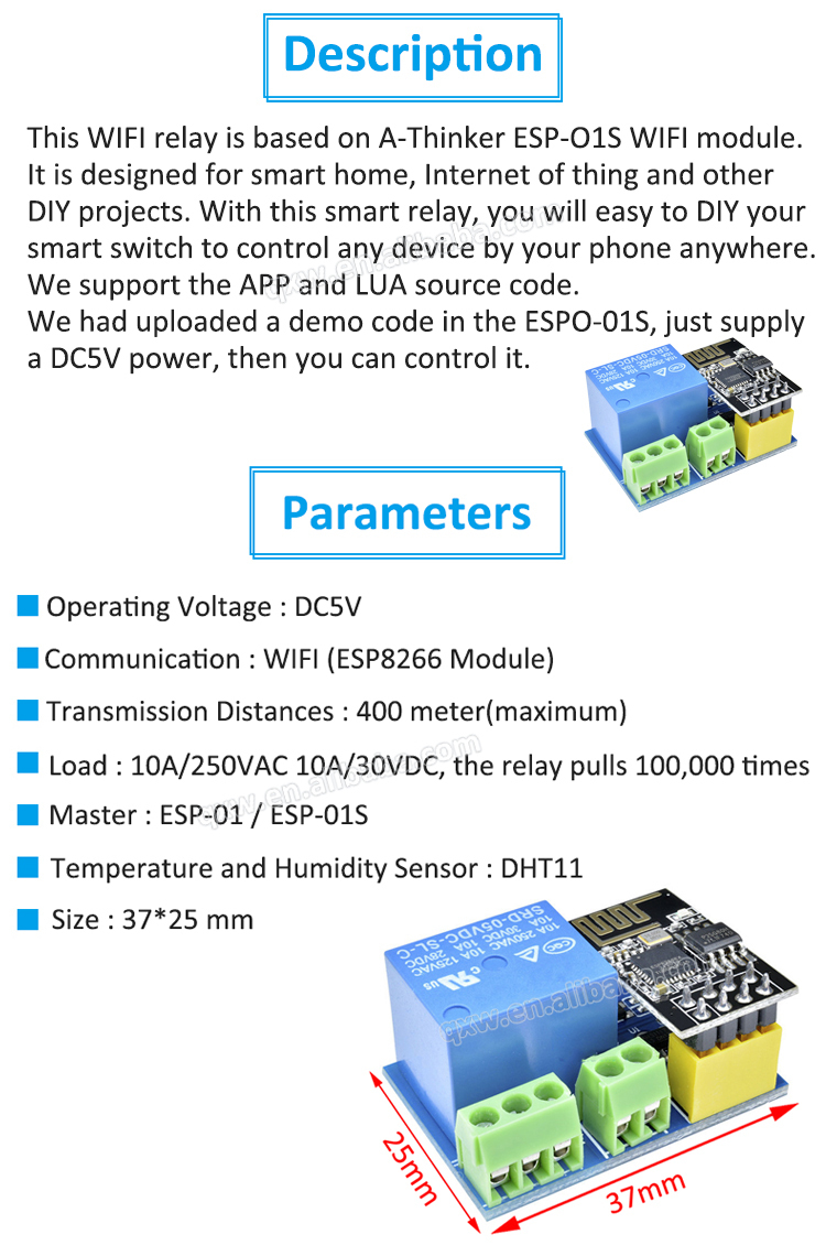 ESP8266 WiFi Relay Module 5V Smart Home Remote Switch Phone App Control ESP01 ESP8266 WiFi Relay Module 5V Smart Home Remote Switch Phone App Control ESP01
