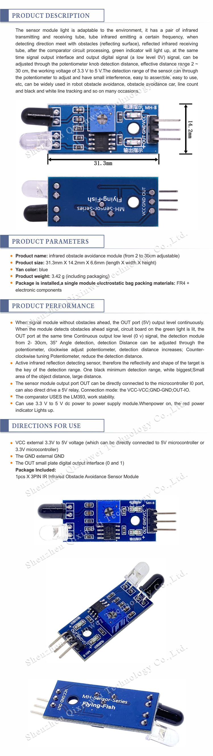 Infrared Obstacle Avoidance Sensor Module 3-Wire Reflective Photoelectric for Smart Car Robot Infrared Obstacle Avoidance Sensor Module 3-Wire Reflective Photoelectric for Smart Car Robot