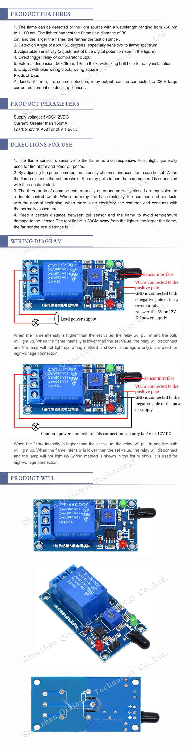 Flame Detection Sensor Module 5V12V Infrared Fire Alarm Relay Output 1-Channel Flame Detection Sensor Module 5V12V Infrared Fire Alarm Relay Output 1-Channel