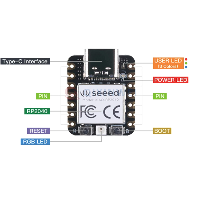Seeed Studio XIAO RP2040 Thumb-Sized Development Board Dual-Core ARM Cortex M0+ 133MHz Seeed XIAO RP2040 Thumb-Sized Board Dual 133MHz Arduino MicroPython