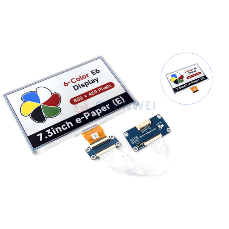 Waveshare 7.3-inch Full-Color e-Paper Display Module 800×480 Resolution E Ink Spectra 6 Technology SPI Interface Compatible with Raspberry Pi/Arduino/STM32 Waveshare 7.3inch Full-Color e-Paper 800x480 E6 SPI Raspberry Pi