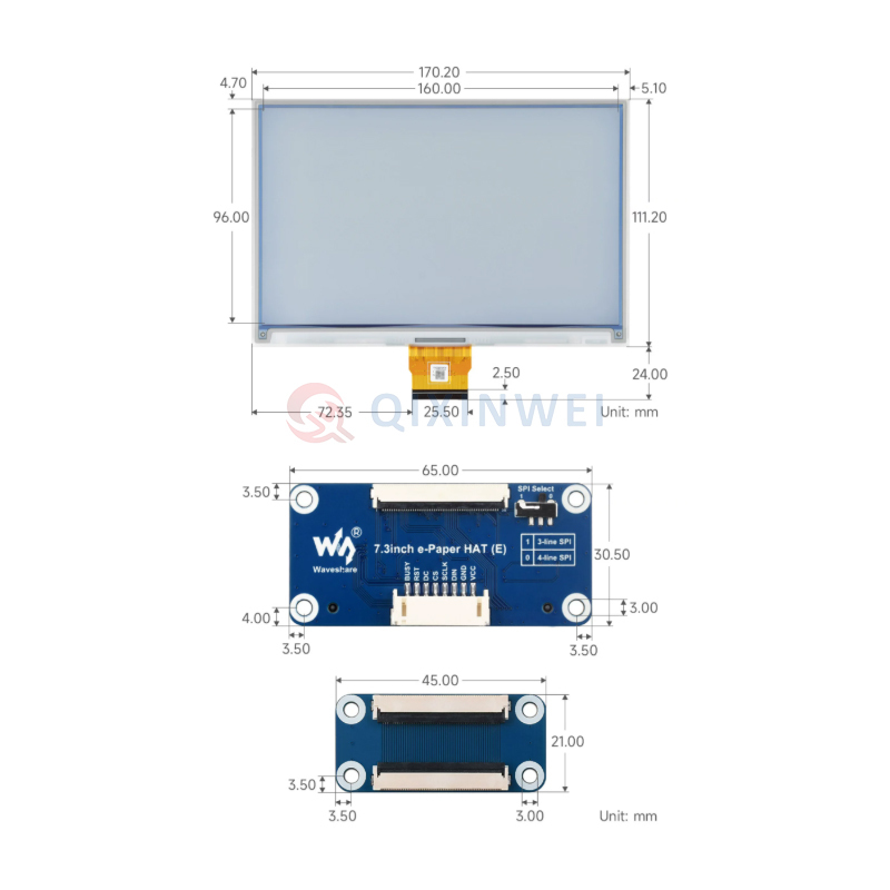 Waveshare 7.3-inch Full-Color e-Paper Display Module 800×480 Resolution E Ink Spectra 6 Technology SPI Interface Compatible with Raspberry Pi/Arduino/STM32 Waveshare 7.3inch Full-Color e-Paper 800x480 E6 SPI Raspberry Pi