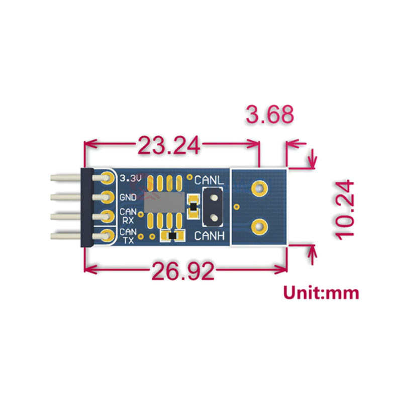 Waveshare SN65HVD230 CAN Communication Module 3.3V CAN Bus Transceiver with ESD Protection Pin-Compatible with PCA82C250 Waveshare SN65HVD230 CAN Module 3.3V Transceiver ESD 1Mbps