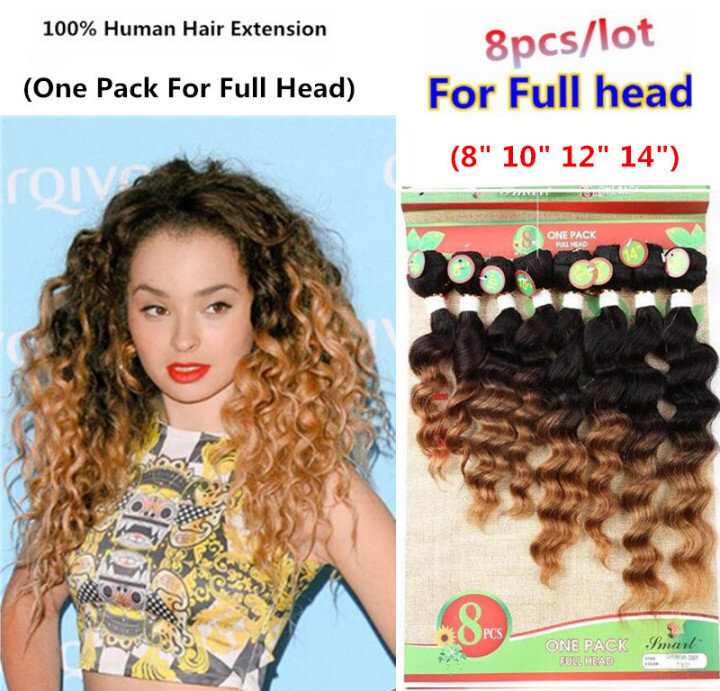 8 Pcs Lot For Full Head Brazilian Hair Extension Curly Virgin Hair 8 14inch Unprocessed Natural