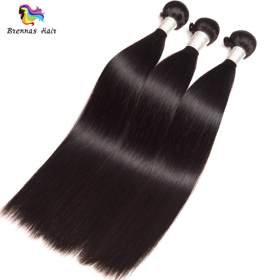 Straight human virgin hair 3bundles with 4X4 lace closure baby hair For