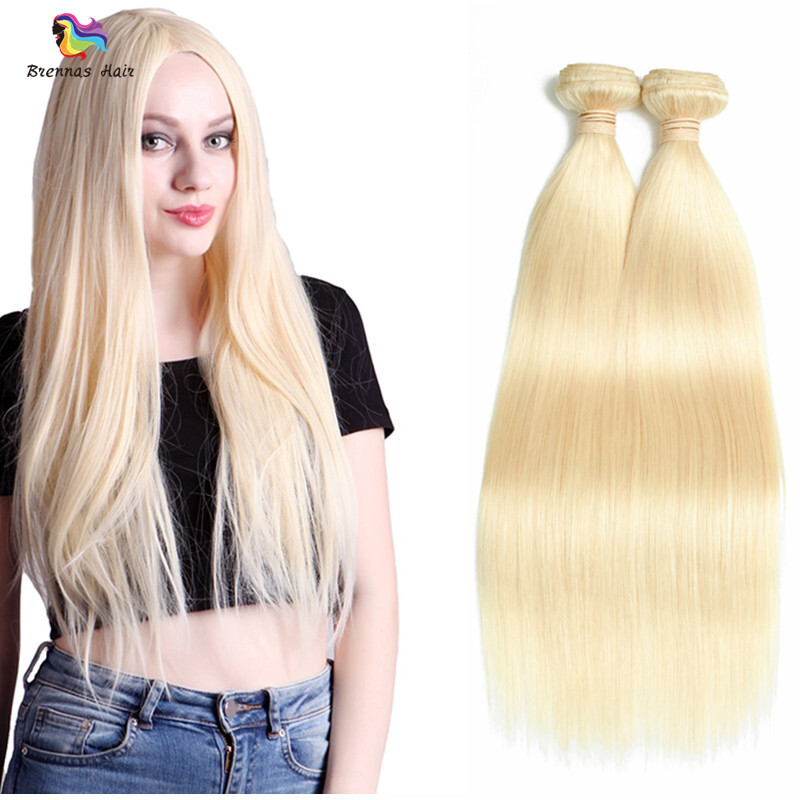 Brazilian Straight Human Virgin hair Bundles blonde color #613 hair ...