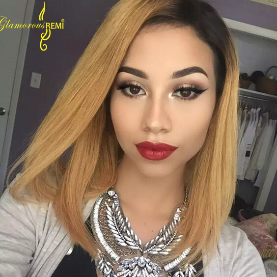 Ombre Human Hair Lace Front Wig For Black Women Brazilian Virgin