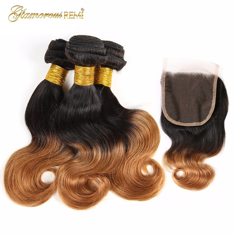 Ombre Body Wave 3 Bundles Short Blonde Brazilian Human Hair Weave