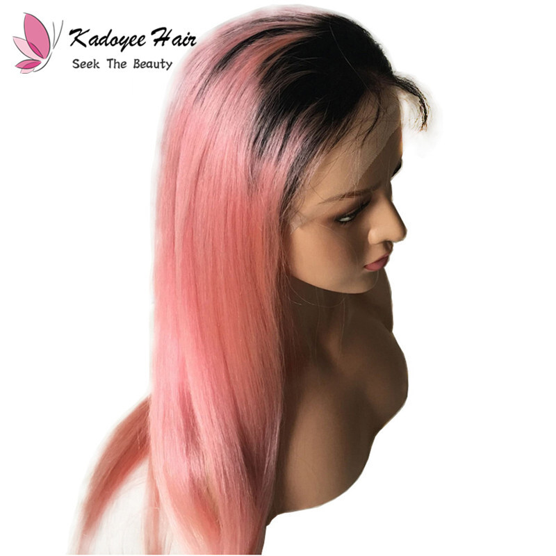 Crazy Color Ombre Two Tone 1b Pink Virgin Hair Straight Lace Front
