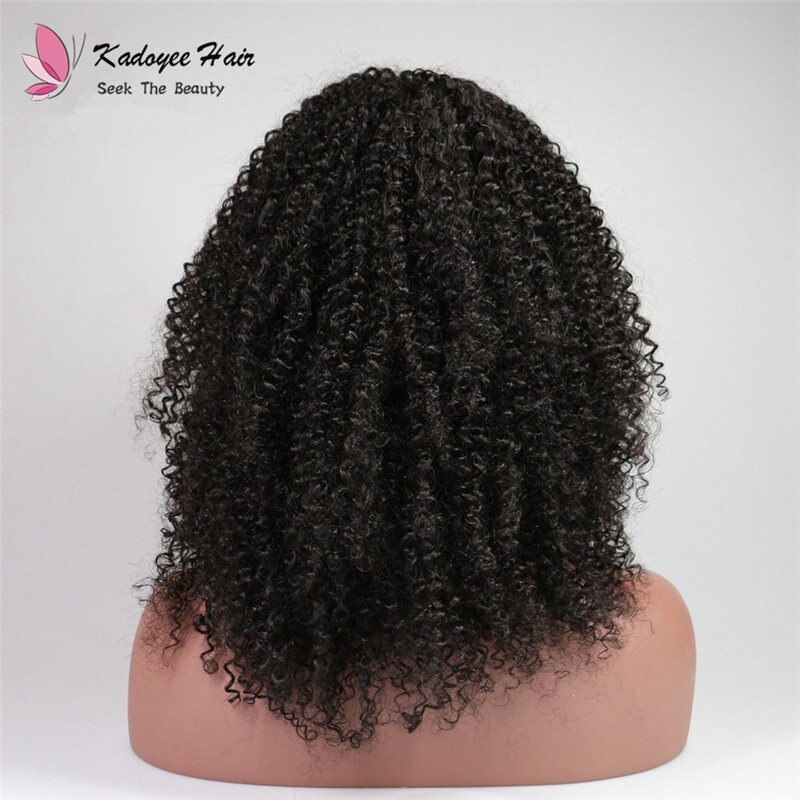 Platinum Natural Black Color Afro Kinky Curly Human Hair Lace