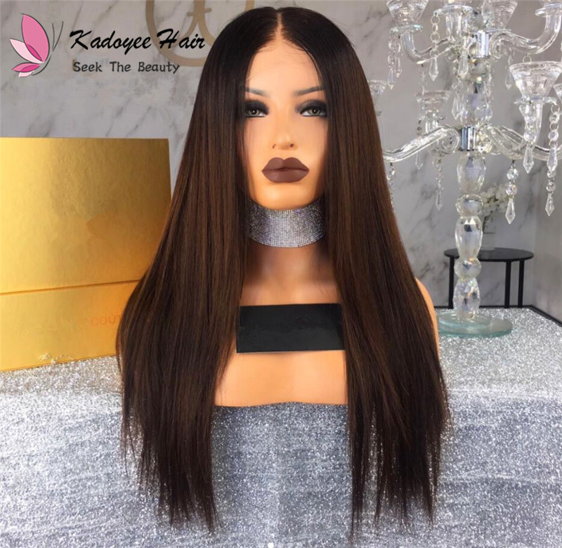 Nice Ombre Color 1b 4 Straight Human Hair Lace Front Wig 8 26
