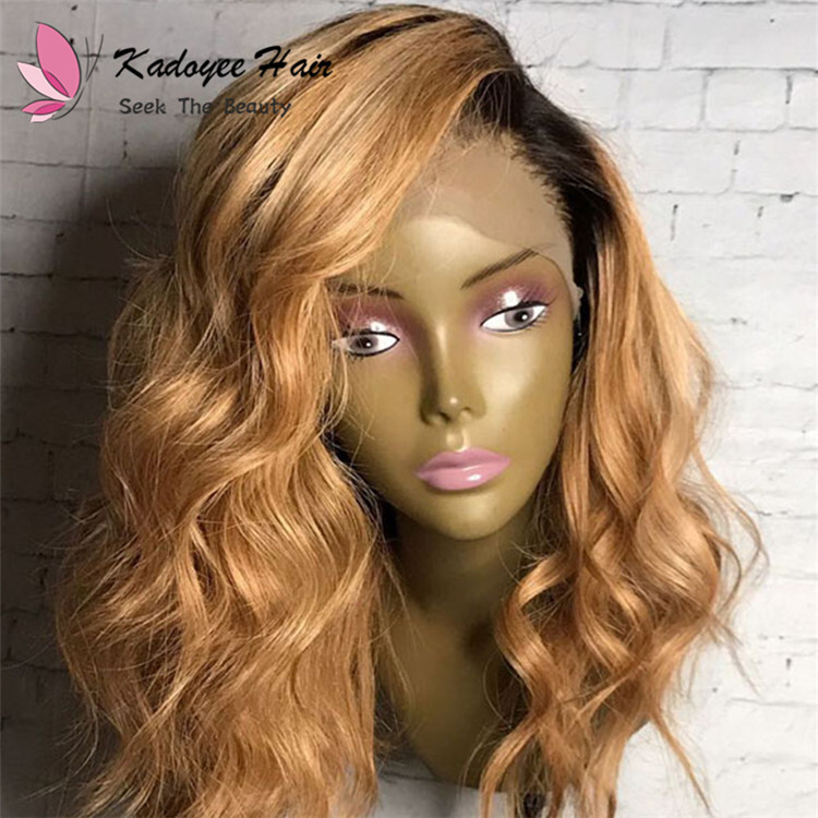 Luxury Ombre 1b 27 Side Part Body Wave Custom Lace Front Wig 130