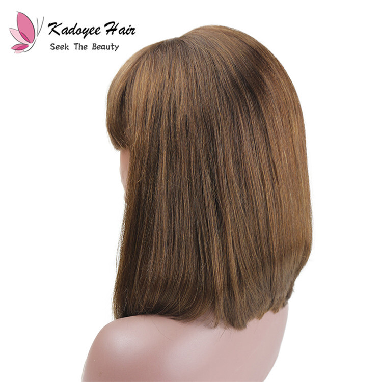 Pre Dyed Honey Brown 1 Tone Light Yaki Straight Short Bob Lace