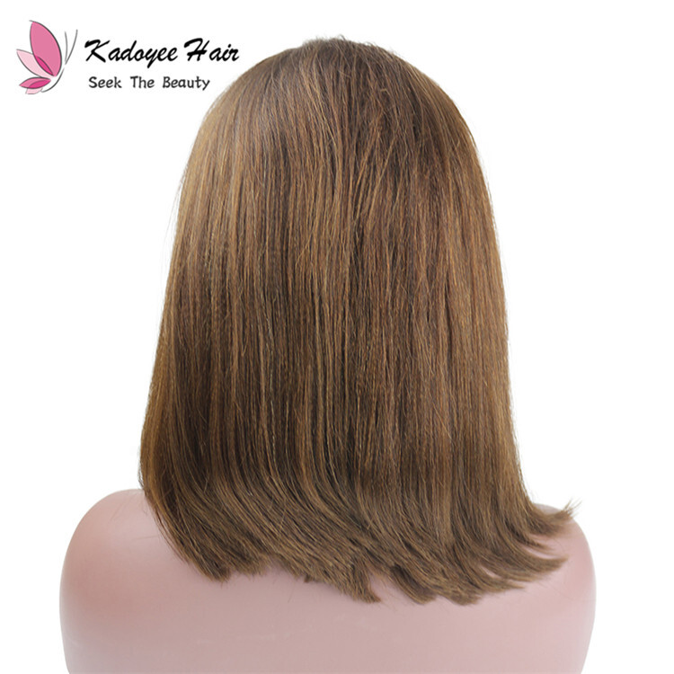 Pre Dyed Honey Brown 1 Tone Light Yaki Straight Short Bob Lace