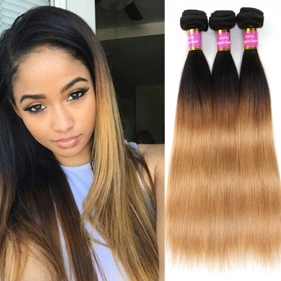 Ombre Human Hair Bundles Hair Weave 1b 27 Two Tone Ombre Remy Hair