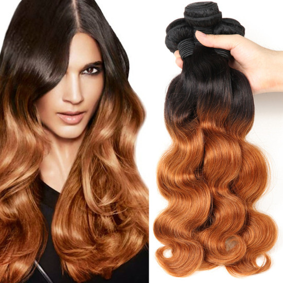 Body Weave Hair Bundles Ombre Human Hair Weave Bundles Two Tone 1b