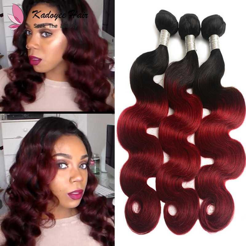 Pre Colored Body Wave 1b Purple Human Hair Weave Bundles Three