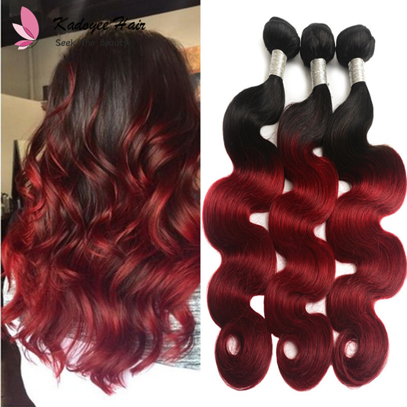Pre Colored Body Wave 1b Purple Human Hair Weave Bundles Three