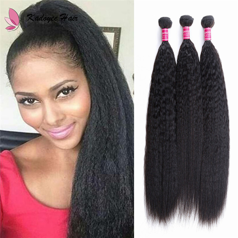 Yaki Straight Brazilian Remy Hair Extensions Kinky Straight Hair Weave