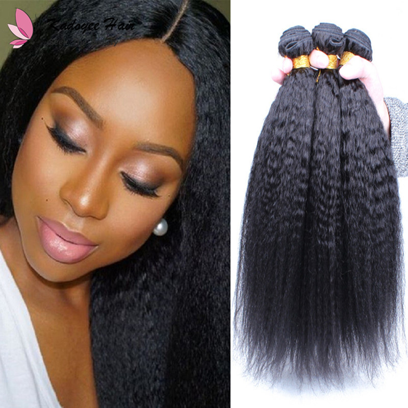 Malaysian Kinky Straight Hair Weave Bundles 100 Human Hair Coarse