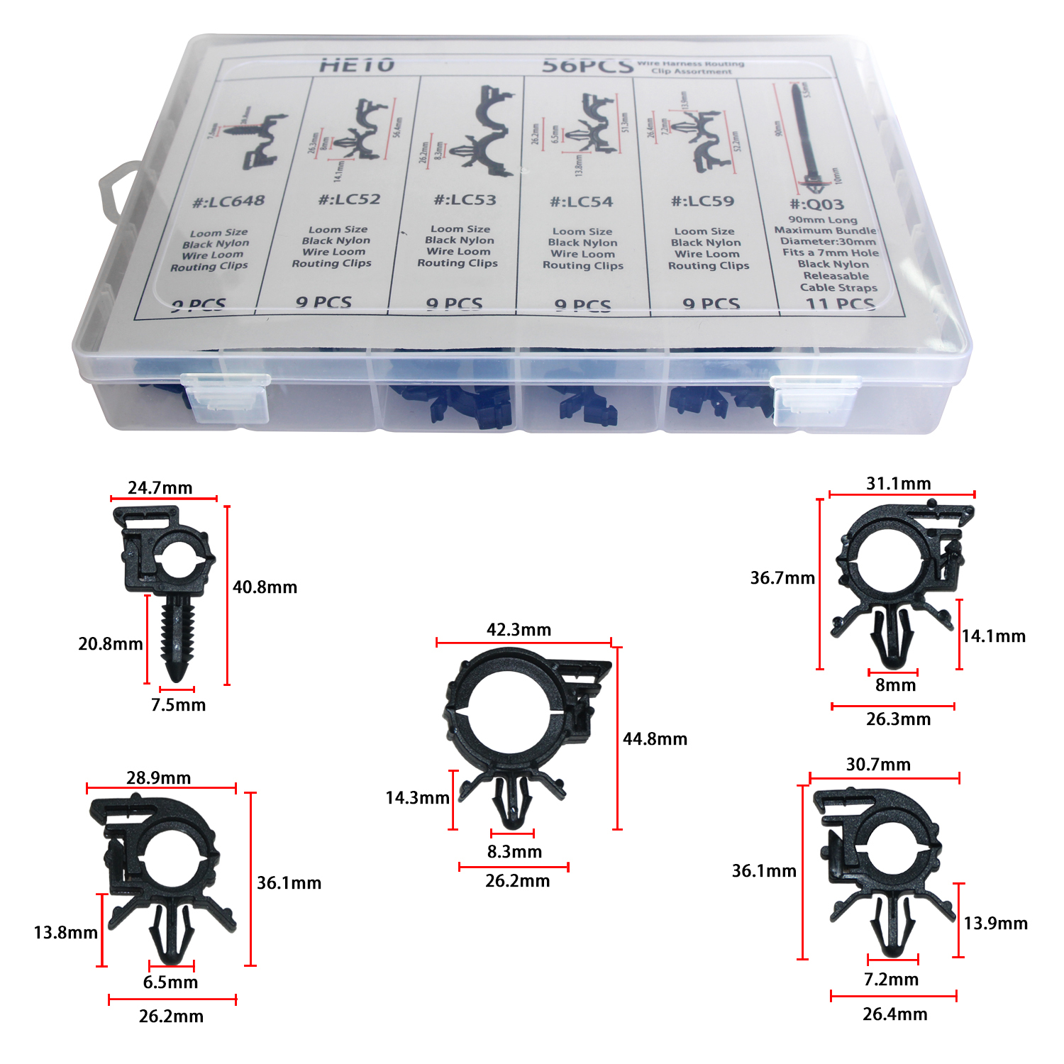 56 PCS Auto Clips Car Wire Harness Routing Clip Assortment ... clip art car wiring harness 