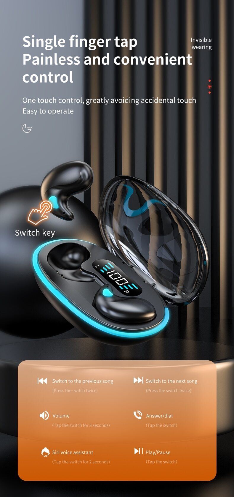全新 X55 蓝牙无线耳机 耳塞式耳挂式蓝牙耳机 重低音降噪耳塞式 HiFi 立体声耳机 